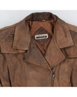 Vintage 90s Contempo Casuals Brown Cropped Leather Jacket - S