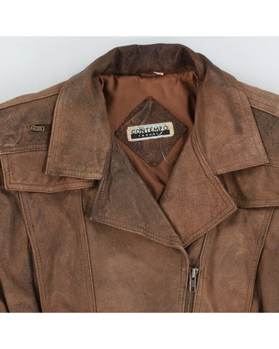 Vintage 90s Contempo Casuals Brown Cropped Leather Jacket - S