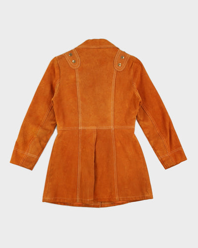Vintage 70s Sand Coloured Suede Jacket With Belt - S/M