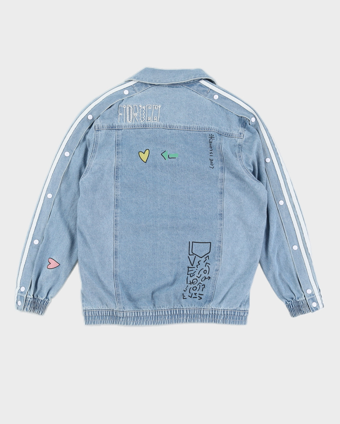adidas x FIORUCCIデニムジャケット DENIM JACKET Adidas x Fiorucci Printed Denim Jacket - M – Rokit