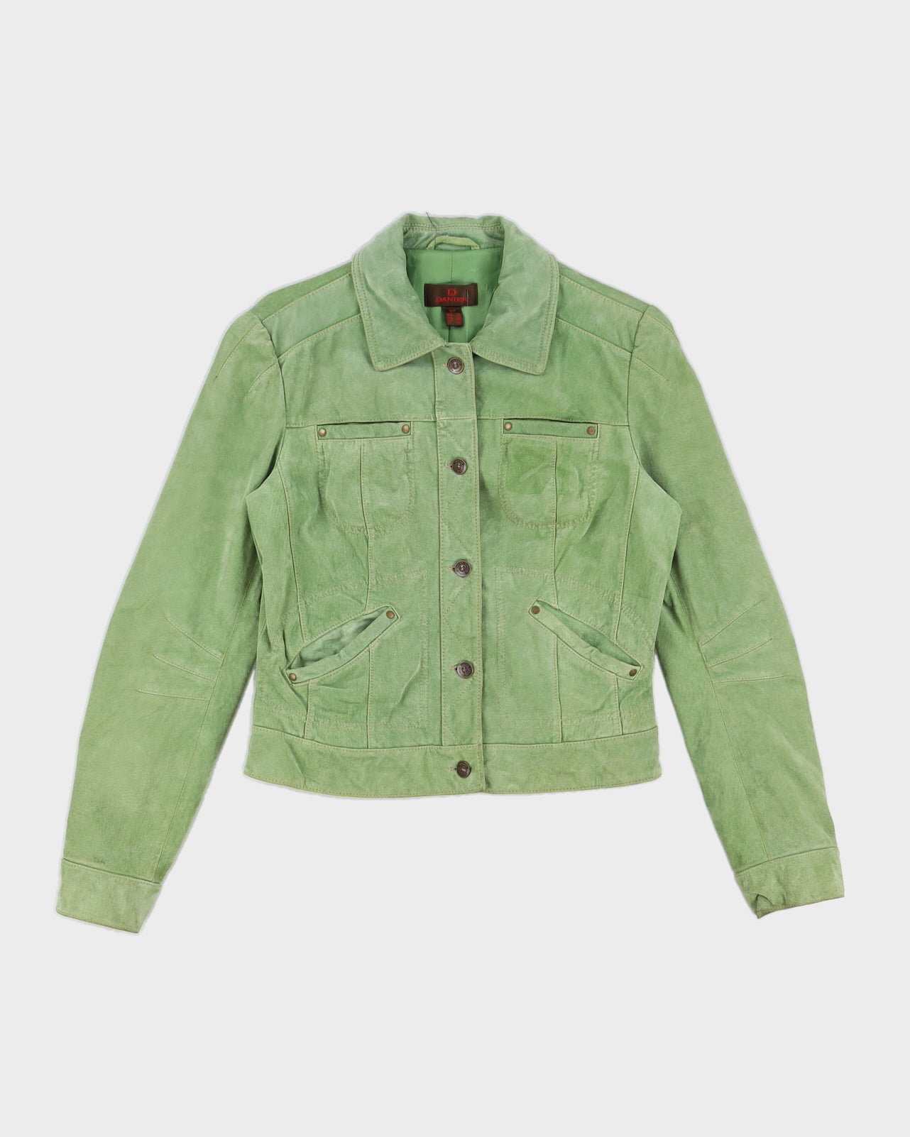 Vintage 90s Danier Women's Green Suede Jacket - S/M