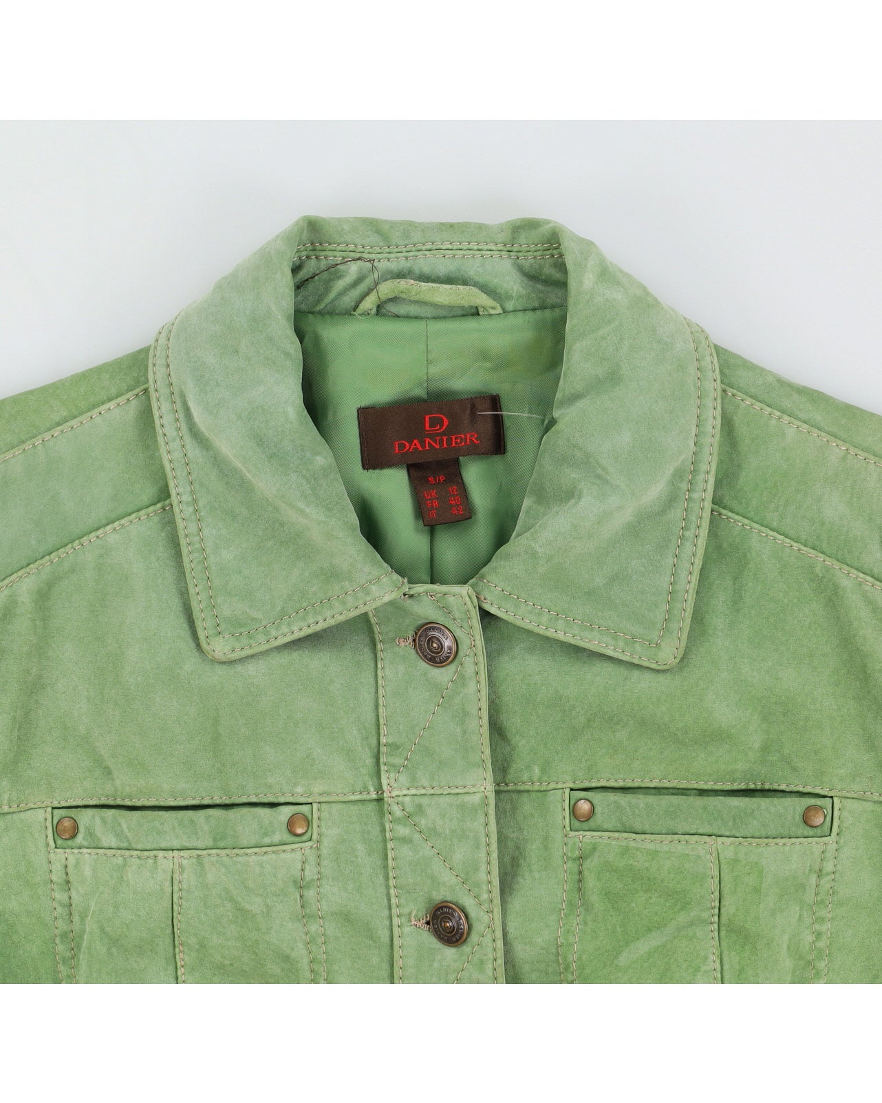 Vintage 90s Danier Women's Green Suede Jacket - S/M