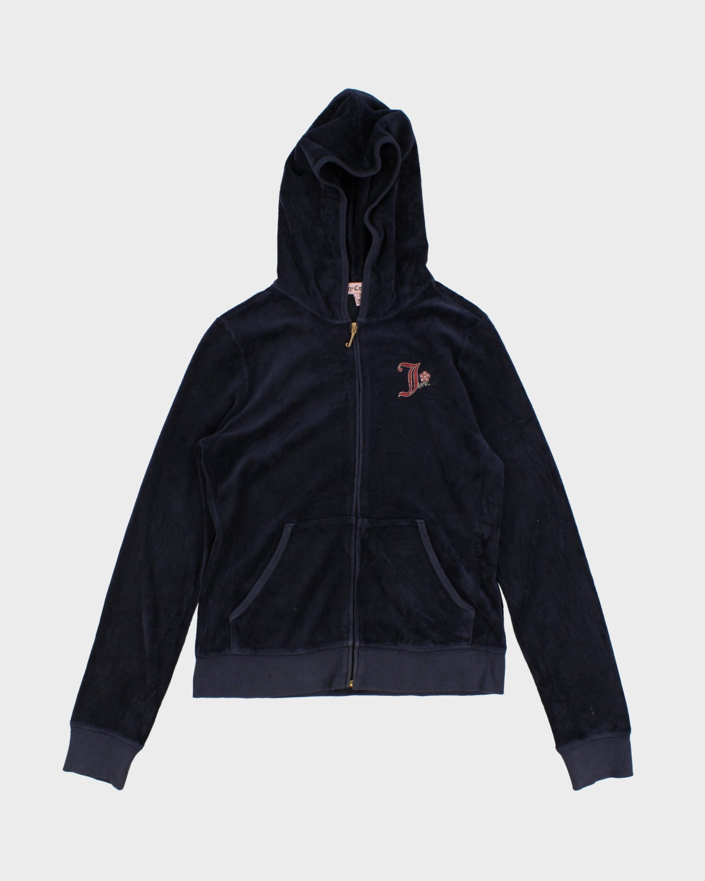 Y2K 00s Juicy Couture Navy Velour Bedazzled Track Jacket - L