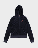Y2K 00s Juicy Couture Navy Velour Bedazzled Track Jacket - L