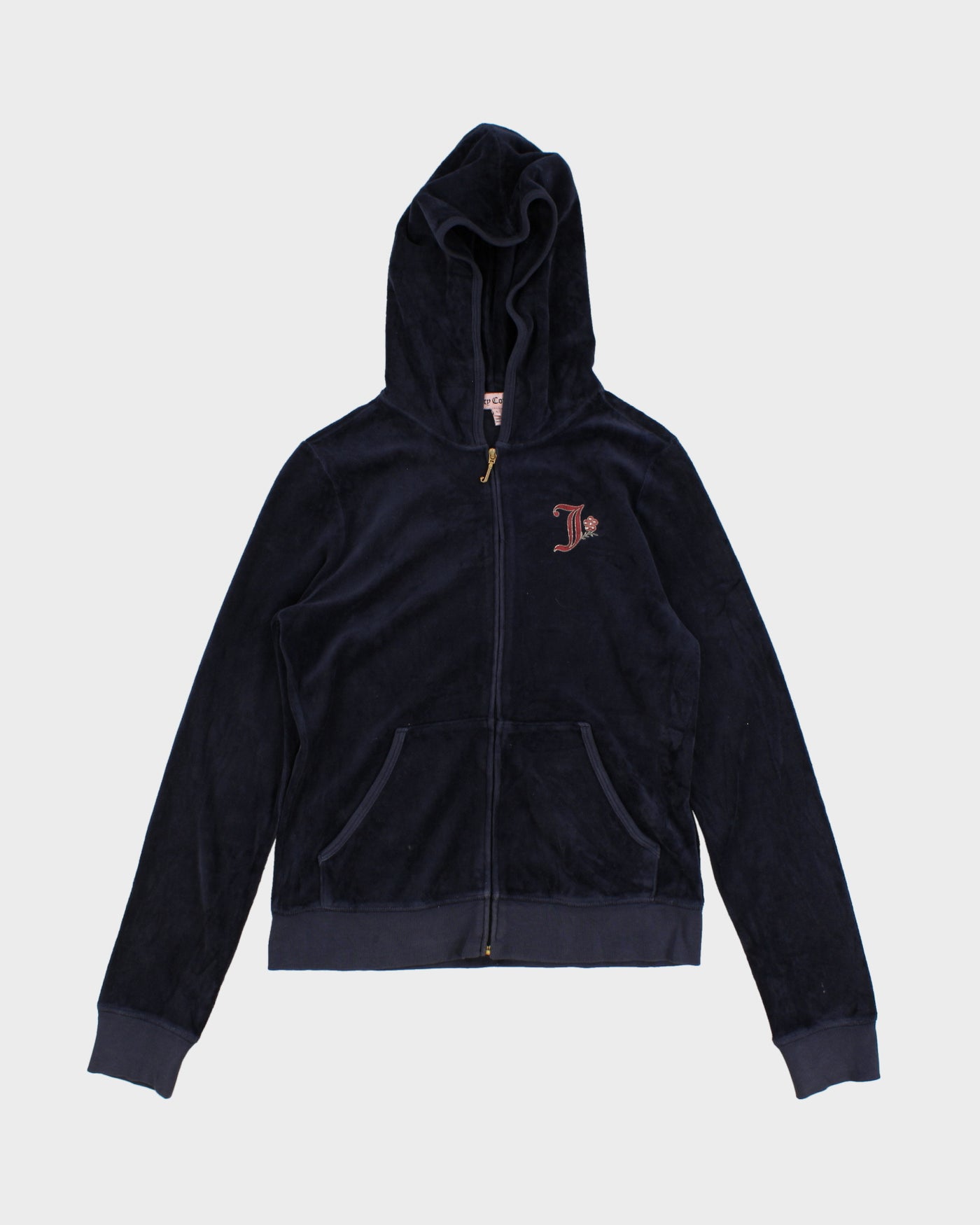 Y2K 00s Juicy Couture Navy Velour Bedazzled Track Jacket - L