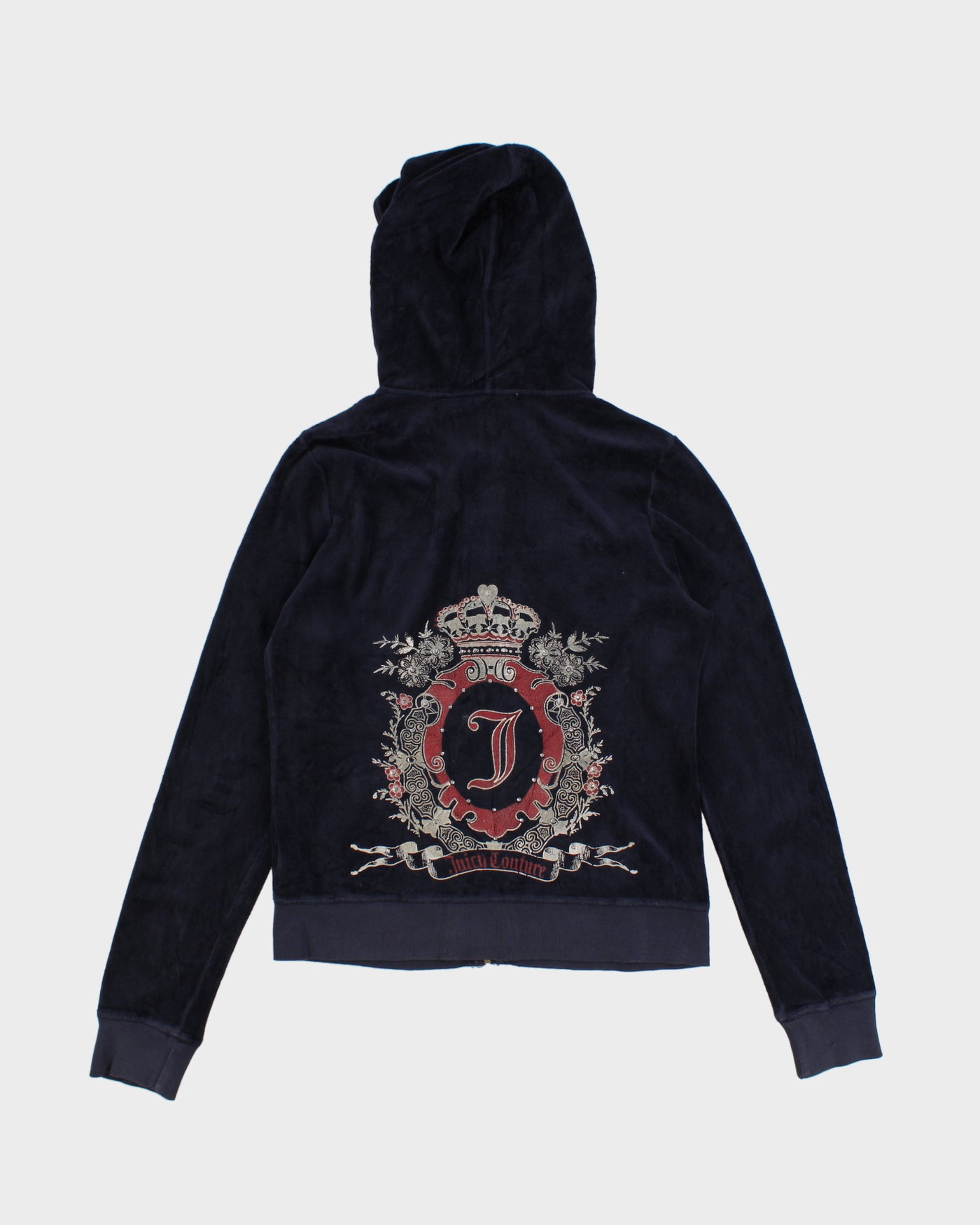 Y2K 00s Juicy Couture Navy Velour Bedazzled Track Jacket - L
