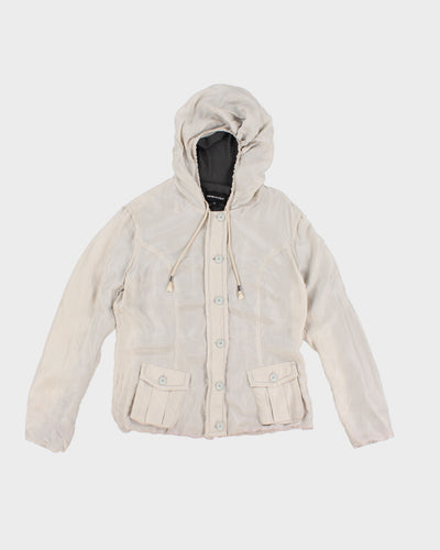 Vintage 00s Emporio Armani Beige Silk Hooded Jacket - M/L