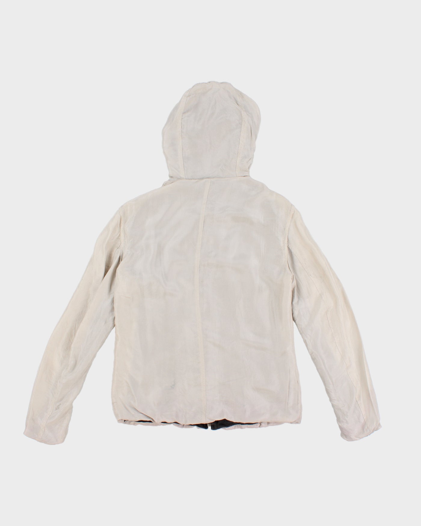 Vintage 00s Emporio Armani Beige Silk Hooded Jacket - M/L