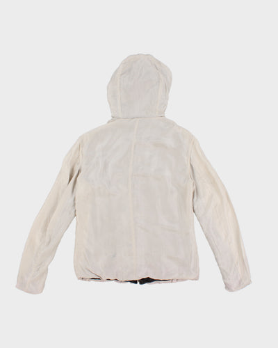 Vintage 00s Emporio Armani Beige Silk Hooded Jacket - M/L