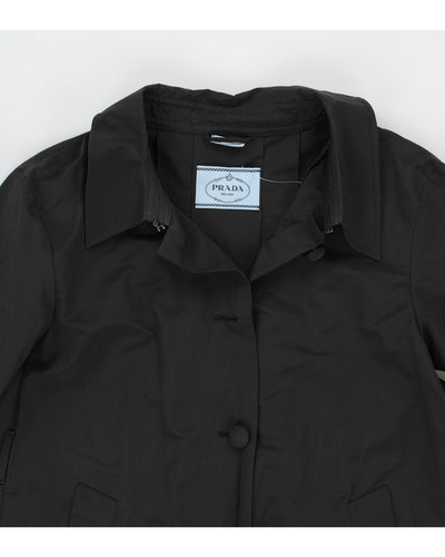 Prada Women's Black Collared Mac Coat - M