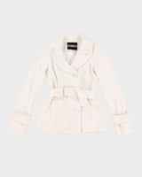 White Y2K 00s Collared Corduroy Jacket - XS