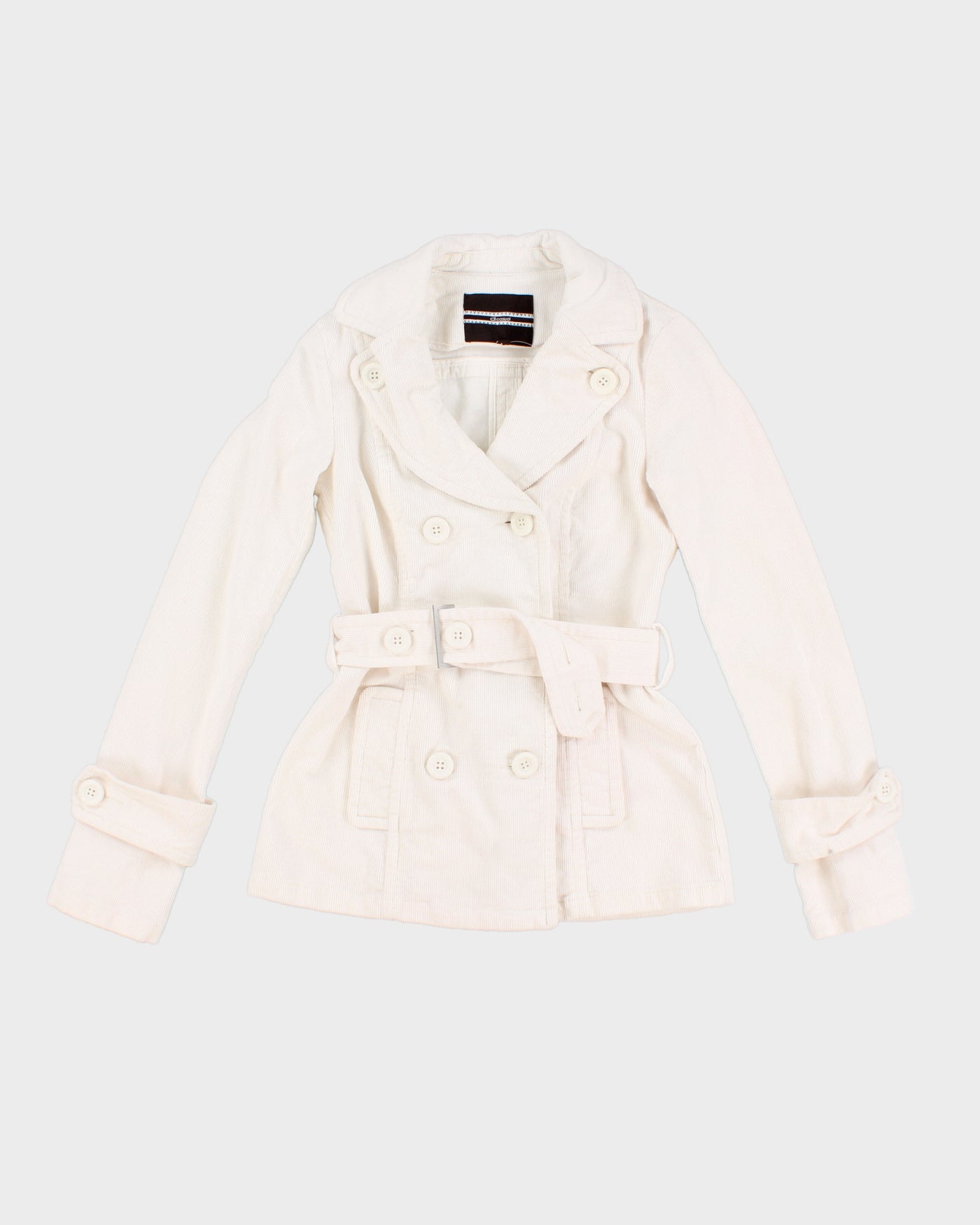 White Y2K 00s Collared Corduroy Jacket - XS