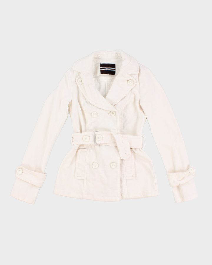 White Y2K 00s Collared Corduroy Jacket - XS