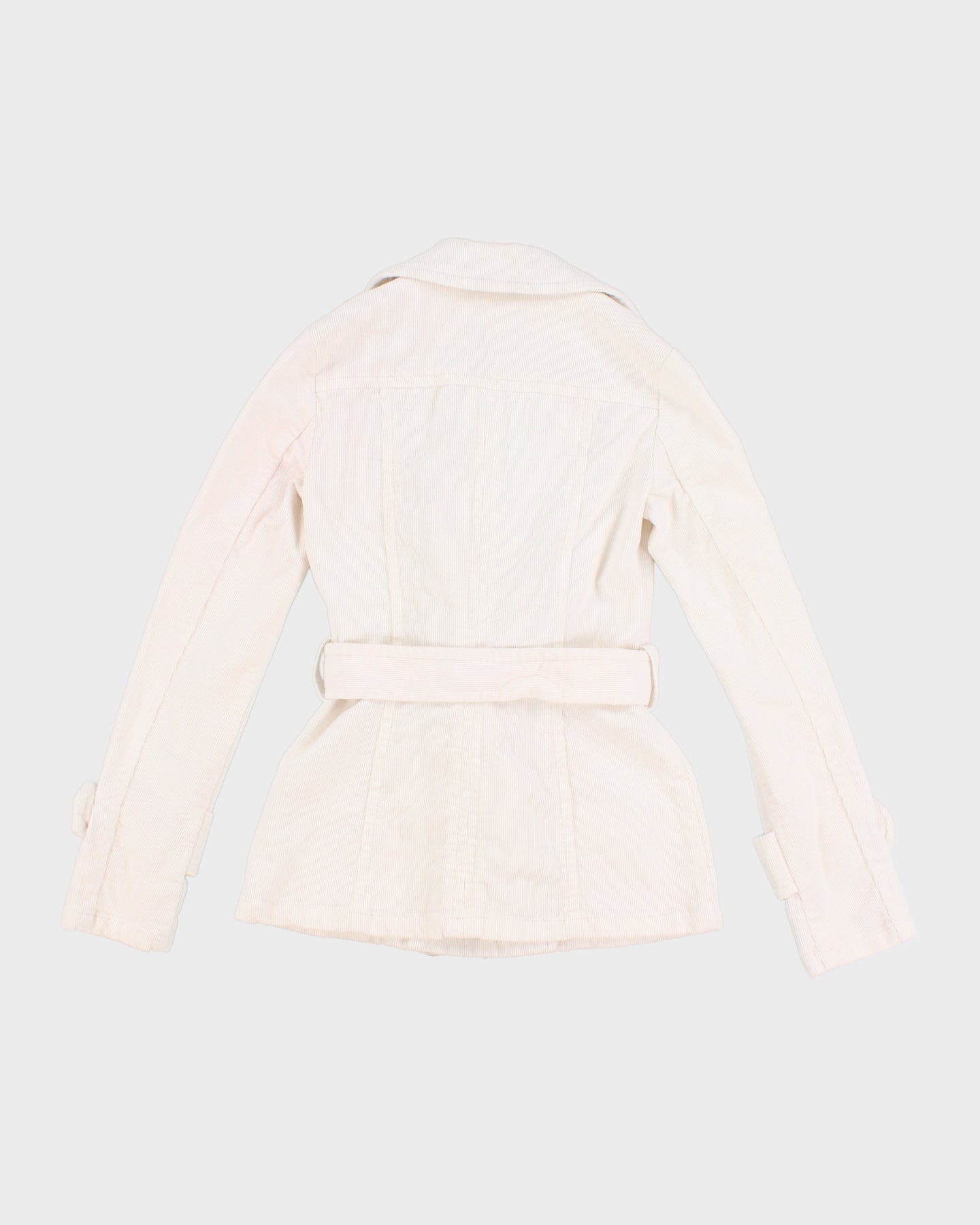 White Y2K 00s Collared Corduroy Jacket - XS