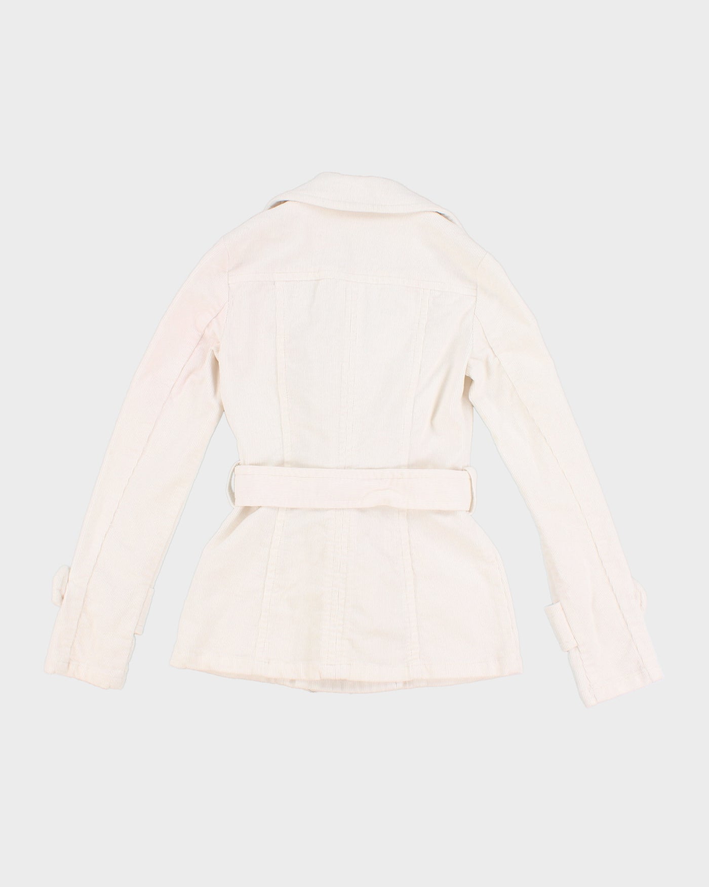 White Y2K 00s Collared Corduroy Jacket - XS
