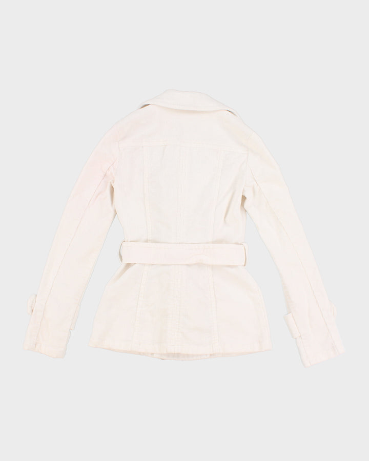 White Y2K 00s Collared Corduroy Jacket - XS