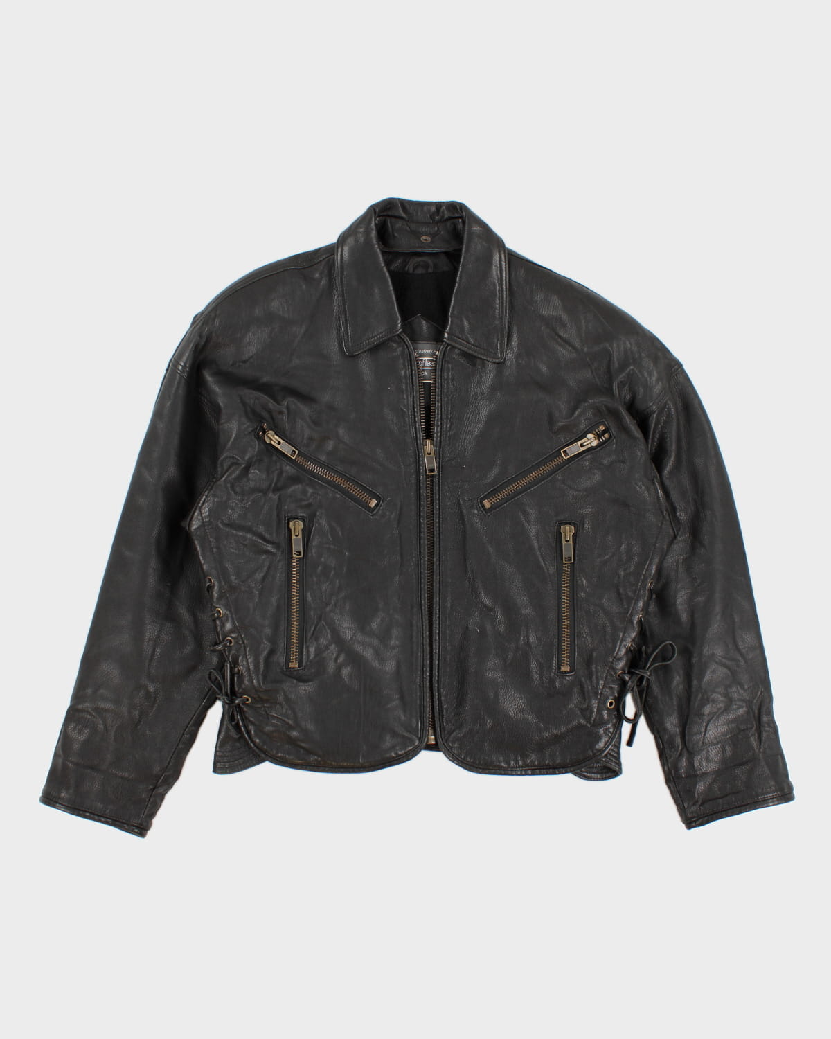 Vintage Boutique Of Leathers Chunky Lace Detailed Leather Jacket - L