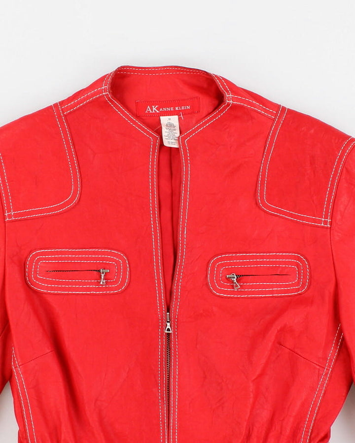 Y2K 00s Anne Klein Red Leather Jacket - M