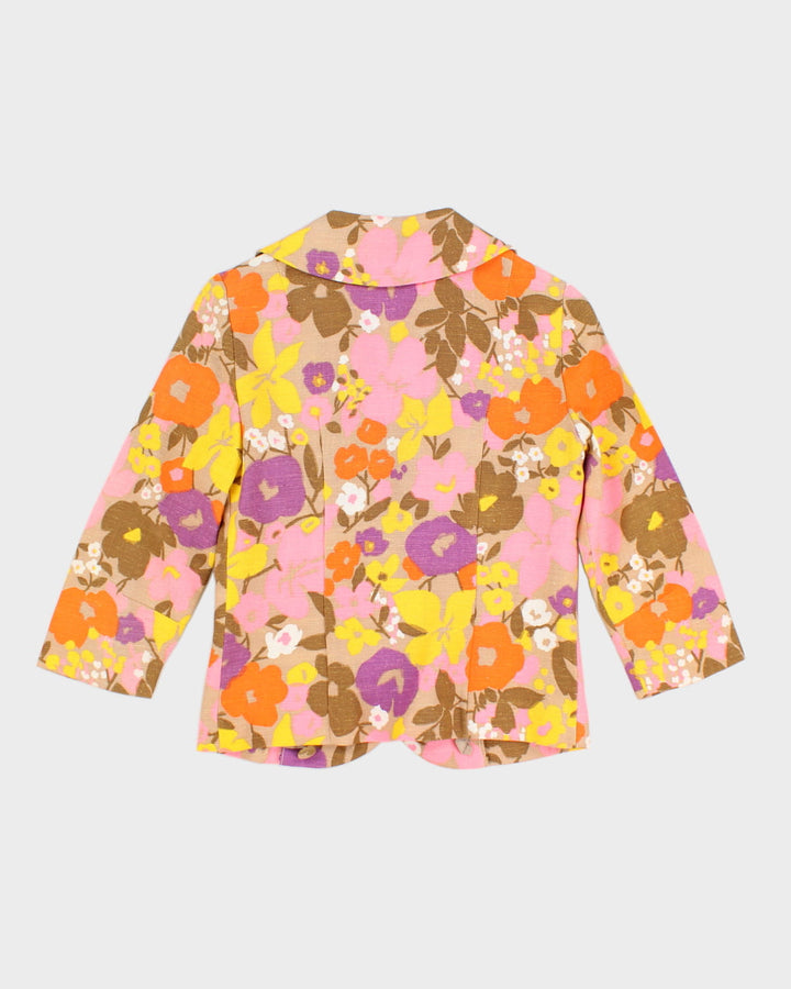 Vintage 60s Tan Jay Floral Woven Blazer - S