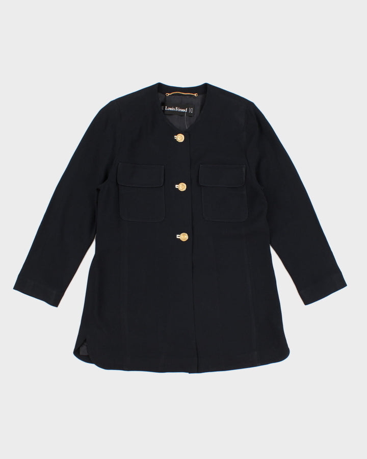 Vintage 80s Louis Feraud Navy Blazer With Gold Buttons - L