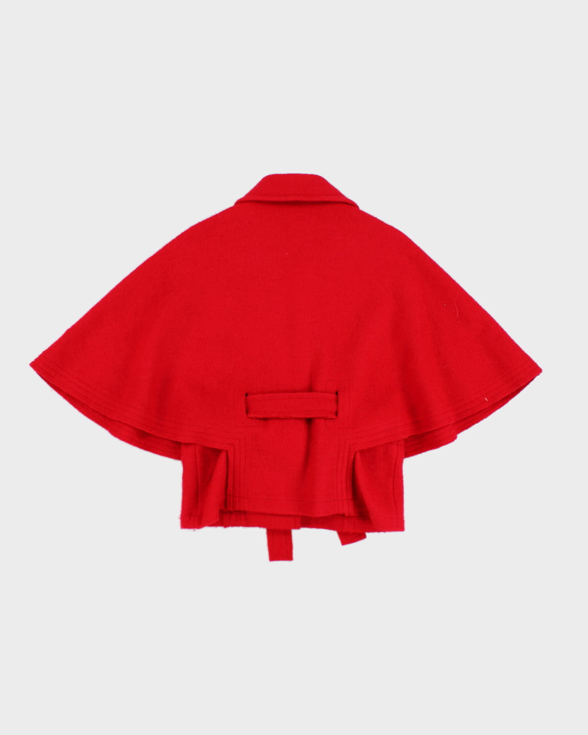 Red Wool Blend Belted Poncho Jacket