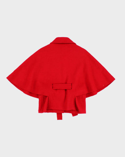 Red Wool Blend Belted Poncho Jacket