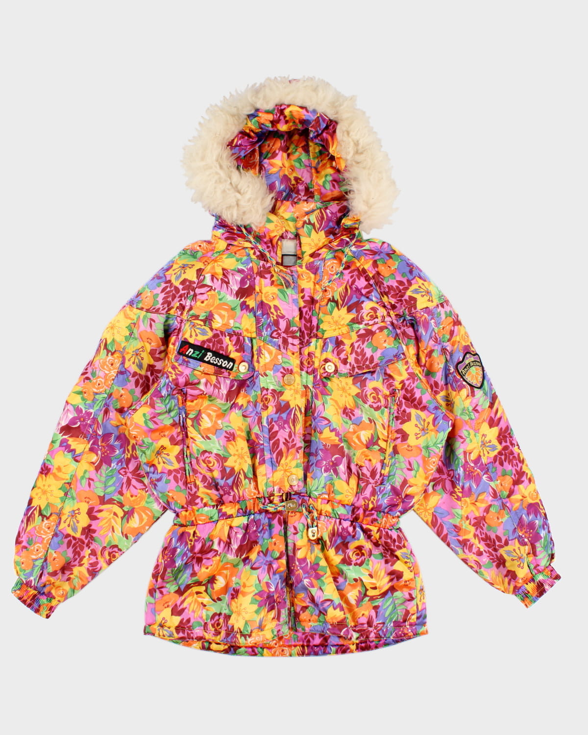 80's Vintage Floral Ski Puffer Jacket - L