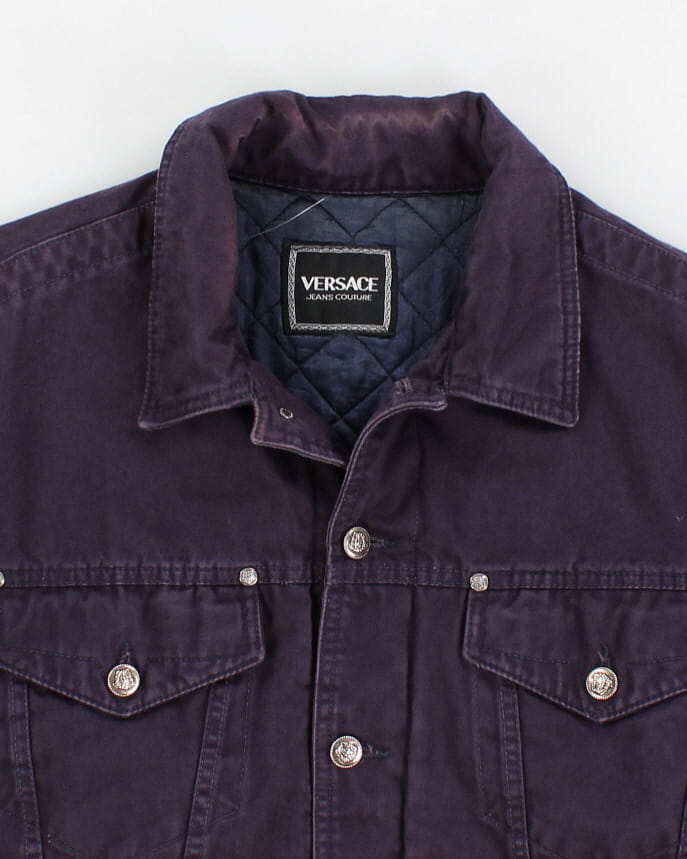 Vintage Purple Versace Quilted Denim Jacket - M