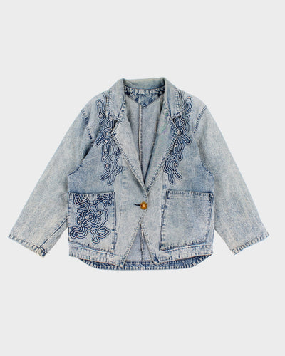 Vintage 70's Rhinestone Denim Suit Jacket - L