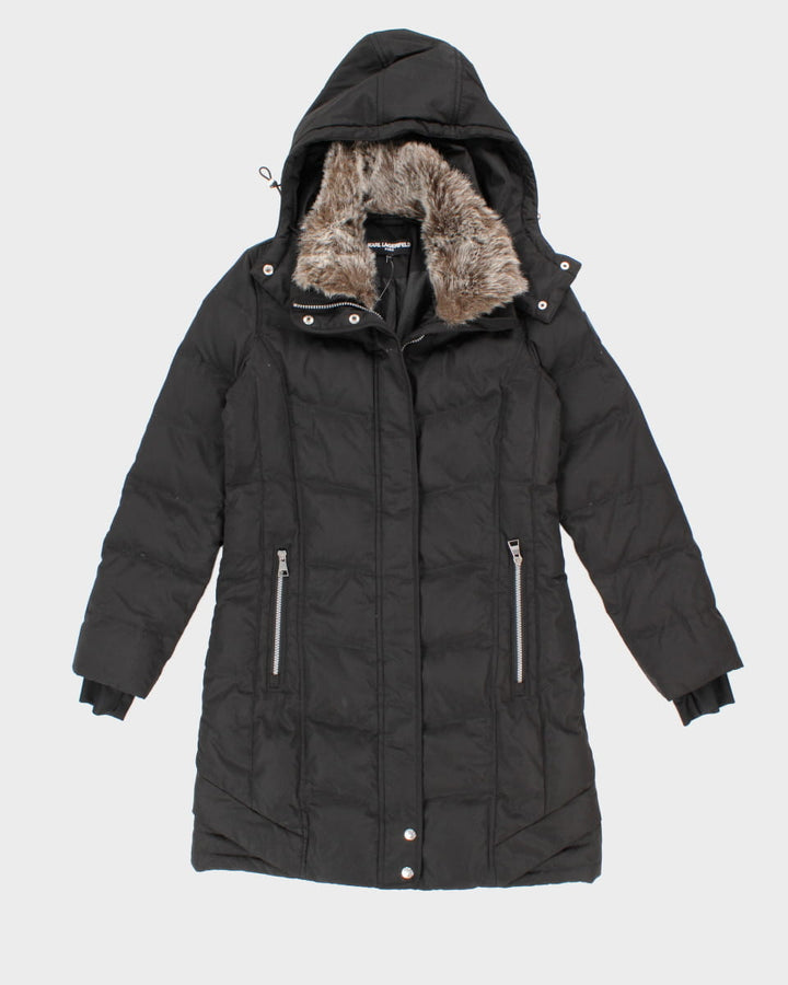 Karl Lagerfeld Paris Faux Fur Hooded Puffer Jacket - XS