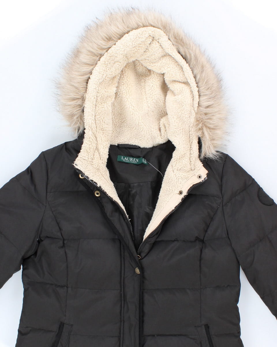 Womens Black Ralph Lauren Down Coat - M