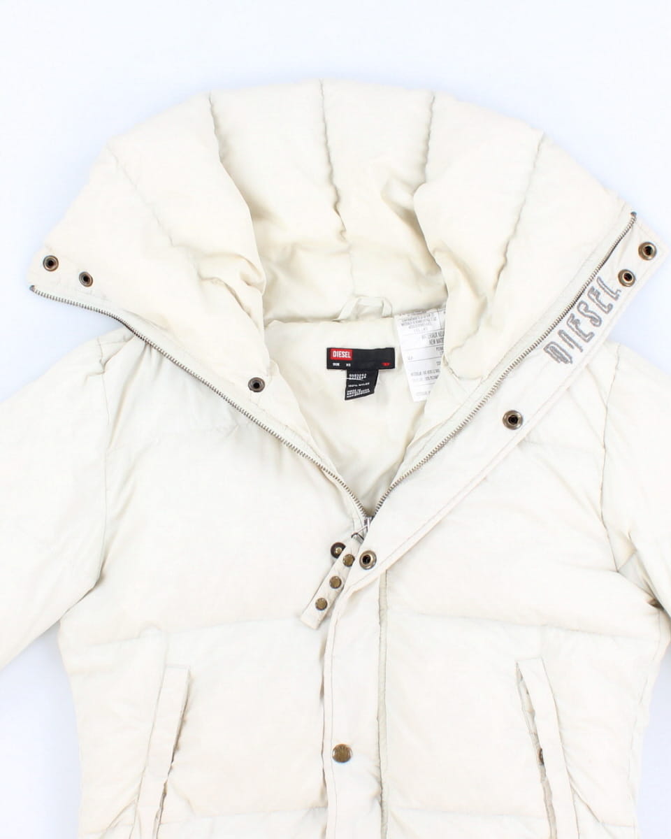 Womens Cream Diesel Down Puffer Coat/ Jacket - XS