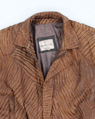 Vintage Mode Elegante Textured Brown Leather Jacket - S
