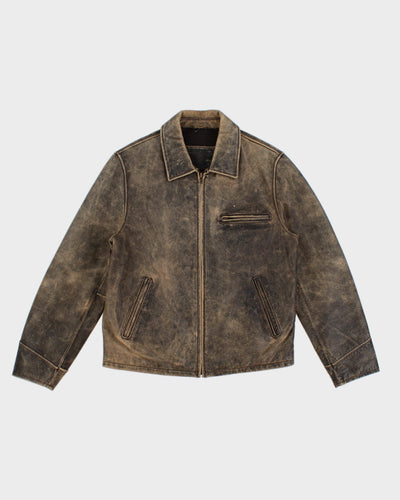 Womens Vintage Distressed Leather Jacket - M