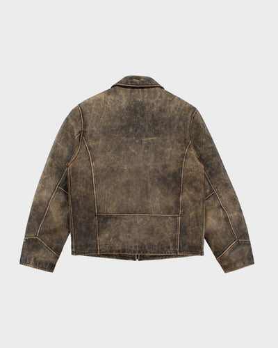 Womens Vintage Distressed Leather Jacket - M
