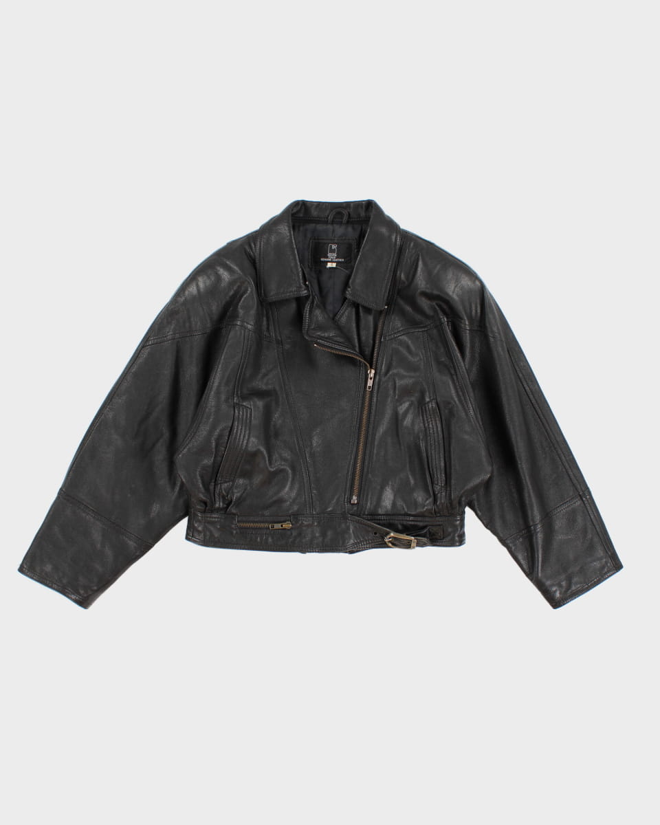 Vintage Cropped Leather Jacket - S
