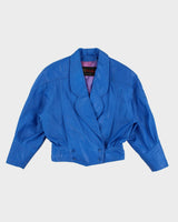 Vintage 80s Blue Leather Jacket - M