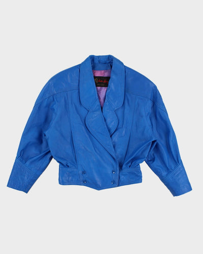 Vintage 80s Blue Leather Jacket - M
