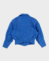 Vintage 80s Blue Leather Jacket - M