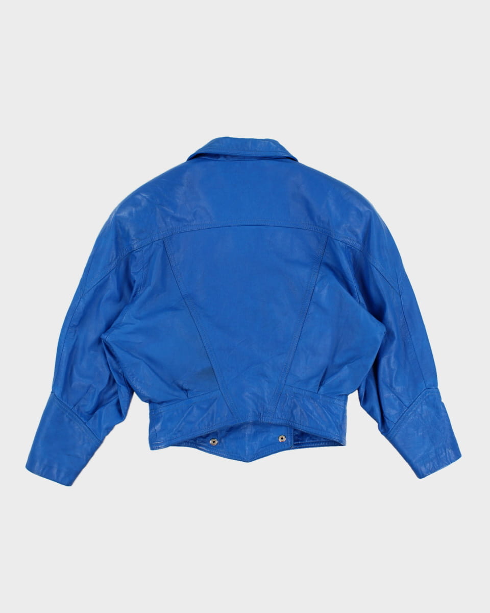 Vintage 80s Blue Leather Jacket - M