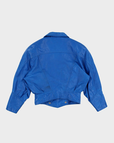 Vintage 80s Blue Leather Jacket - M