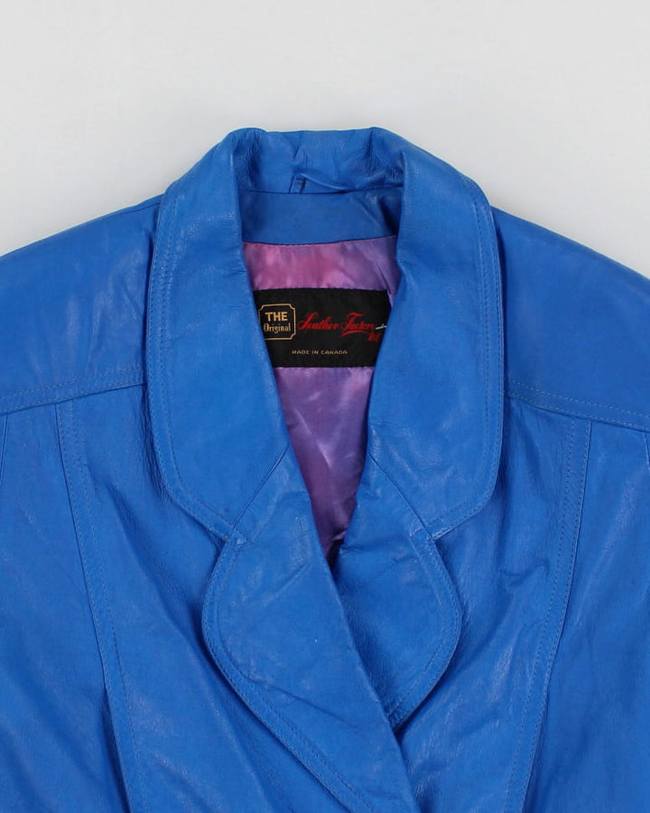 Vintage 80s Blue Leather Jacket - M