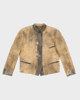 Vintage Darling Patch Embroidered Suede Jacket - L