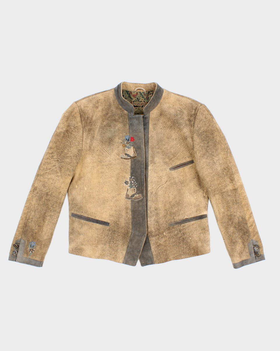 Vintage Darling Patch Embroidered Suede Jacket - L