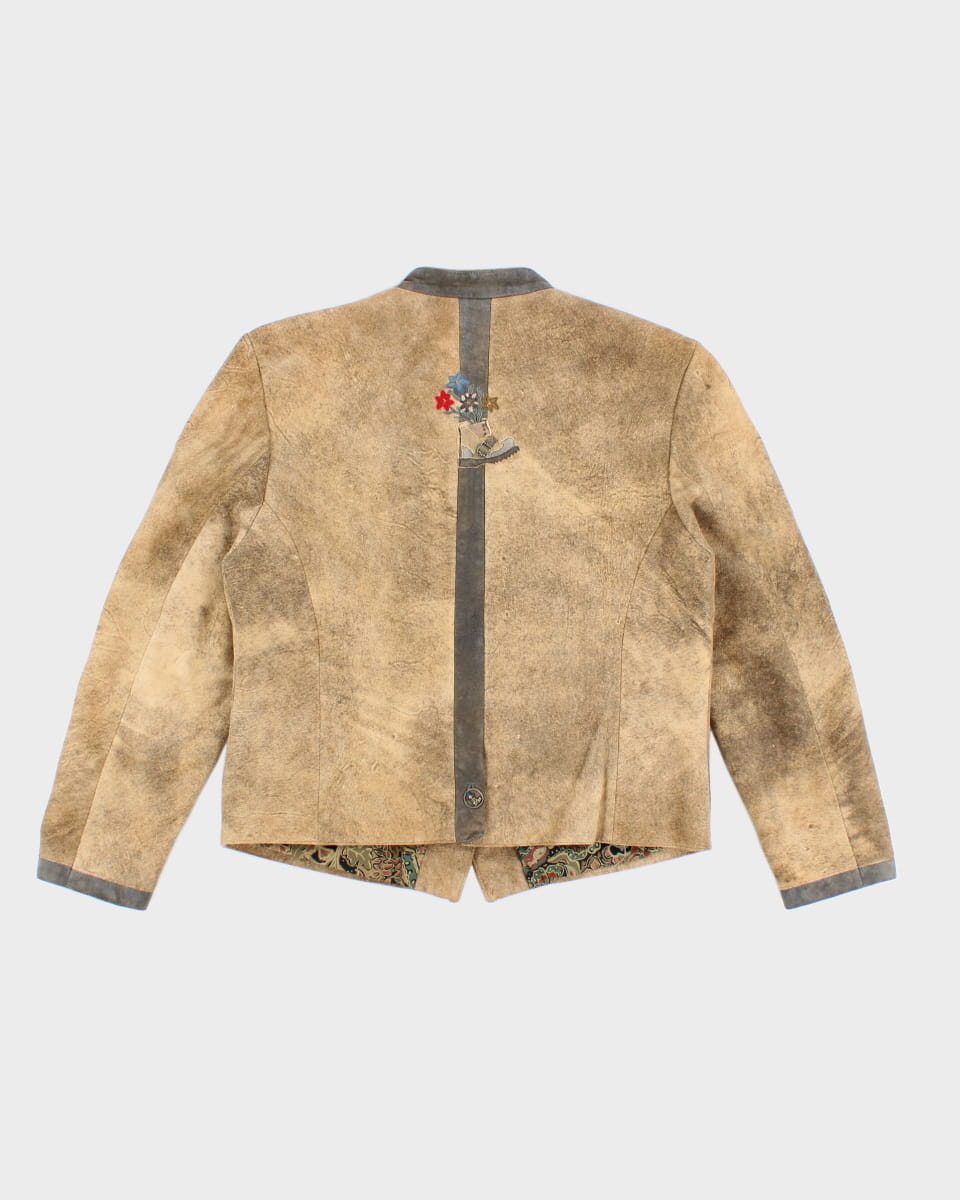 Vintage Darling Patch Embroidered Suede Jacket - L