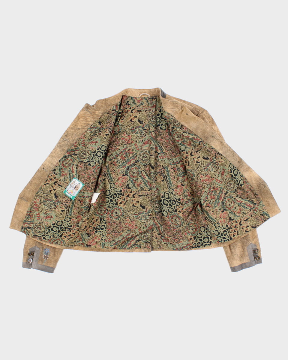 Vintage Darling Patch Embroidered Suede Jacket - L