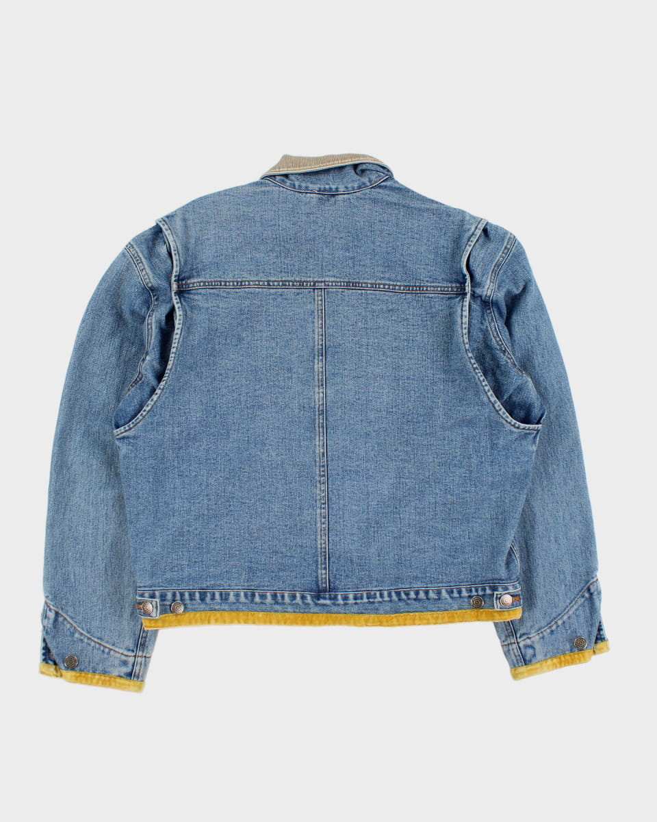 Y2K 00s Ralph Lauren Corduroy Collared Velvet Detailed Denim Jacket - M