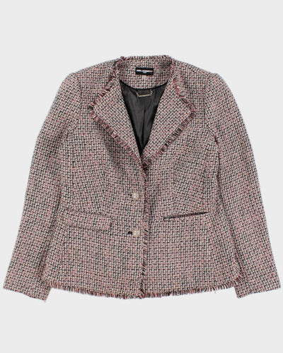 Karl Lagerfeld Pink Tweed Fitted Blazer - UK 10