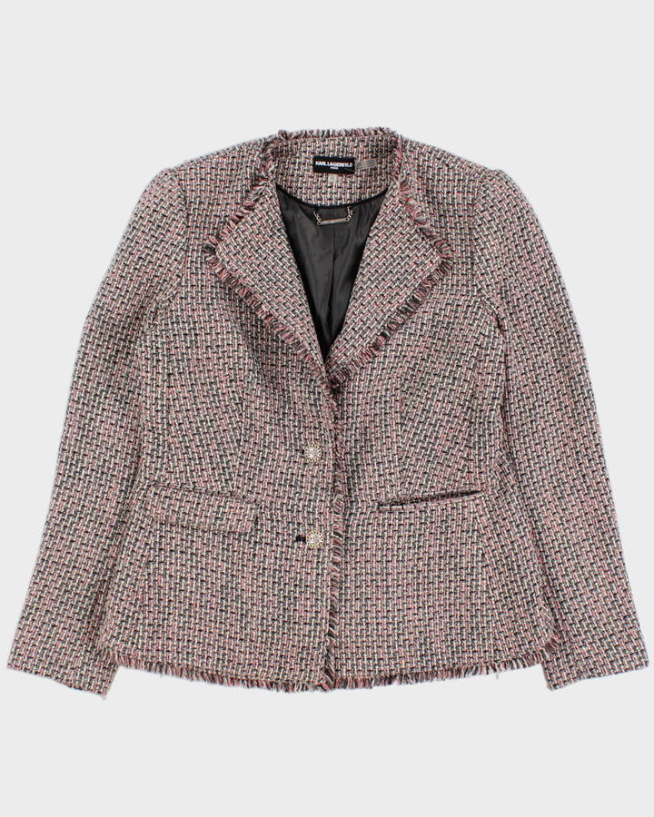 Karl Lagerfeld Pink Tweed Fitted Blazer - UK 10