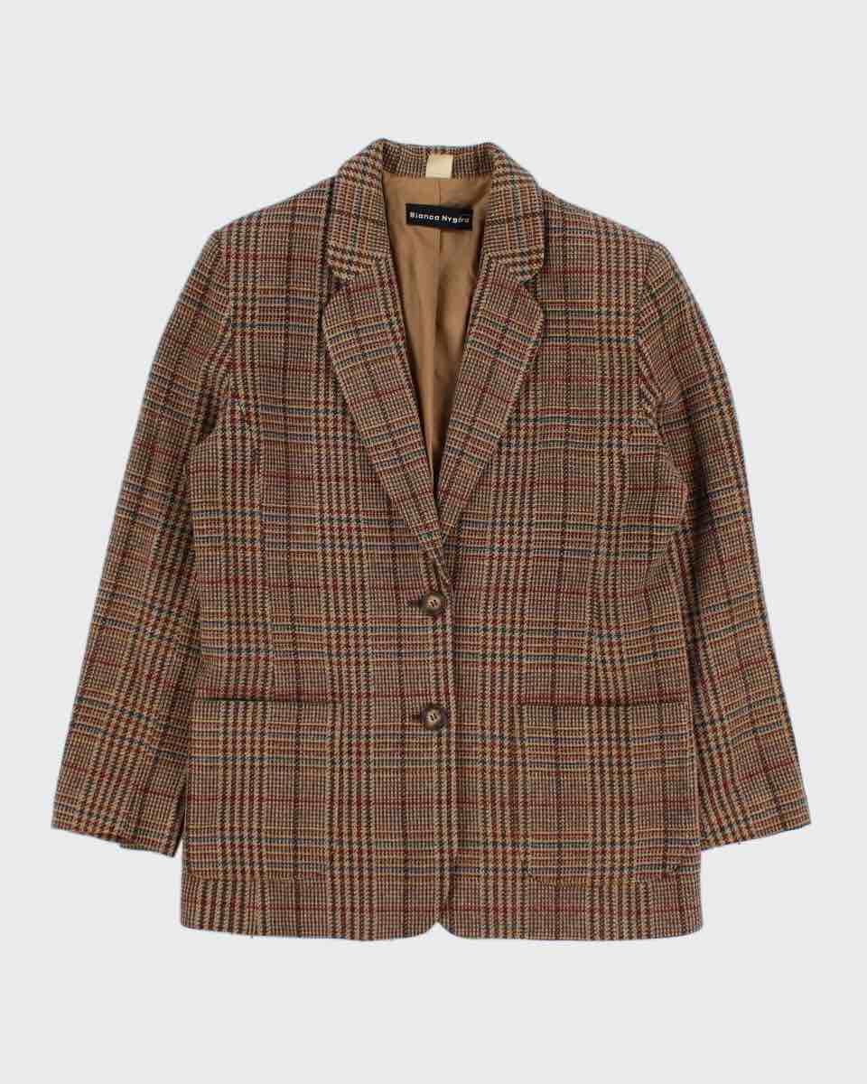 Vintage 90s Bianca Nygard Plaid Brown Blazer - S